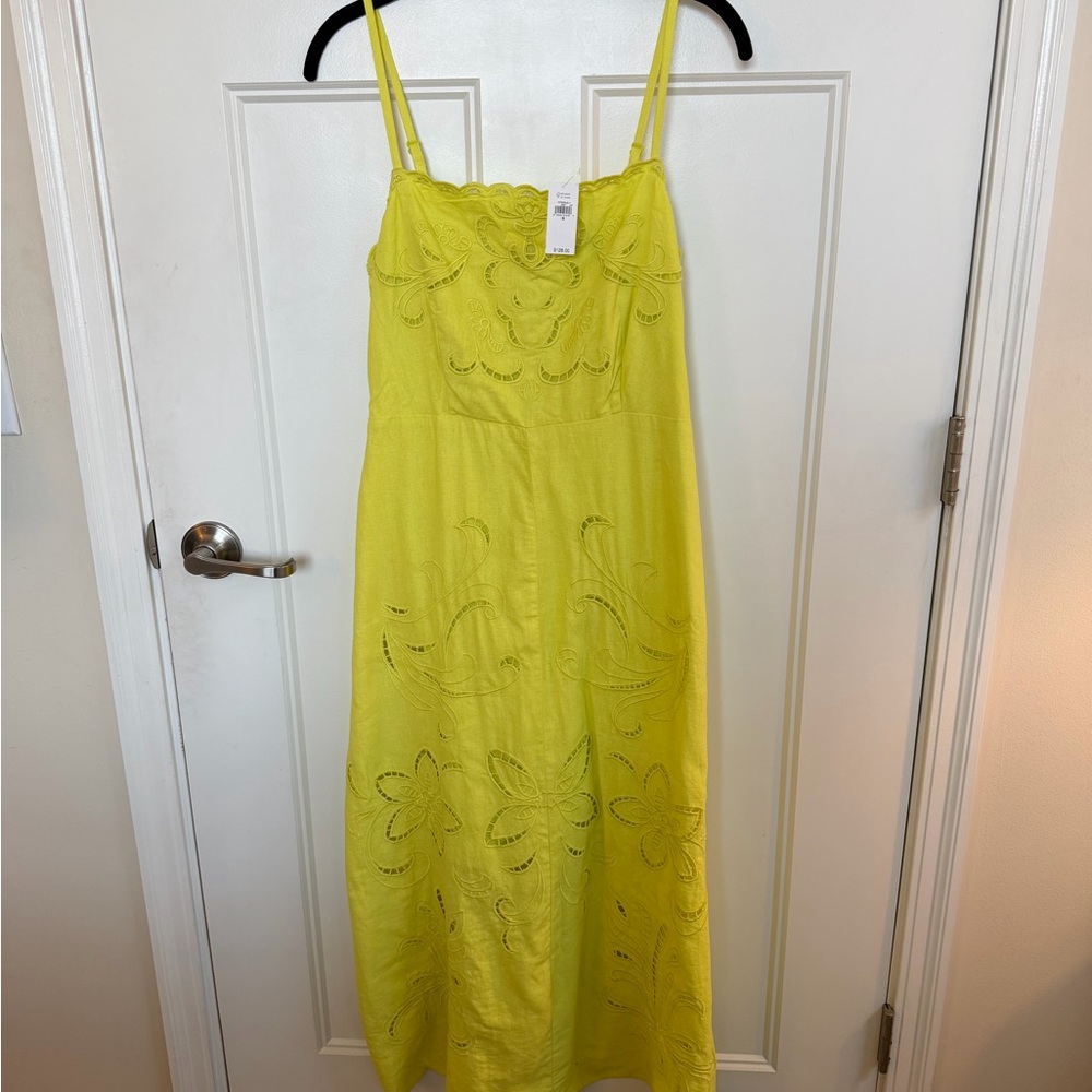 Gap Linen BlendYellow Embroidered Dress